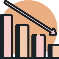 Graph decreasing with an arrow