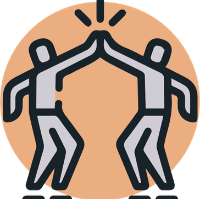 Two people high fiving