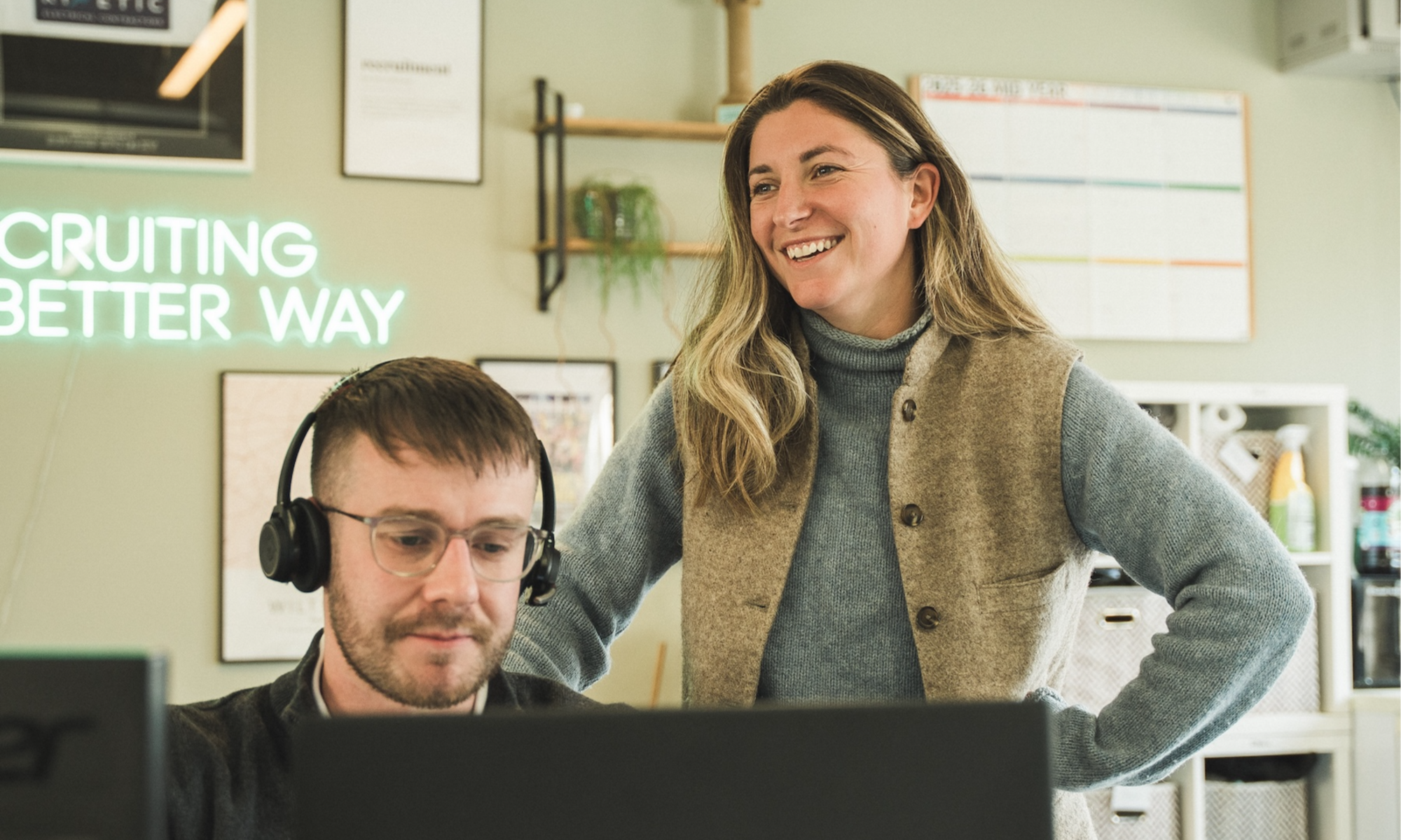 CEO and recruitment consultant in discussion